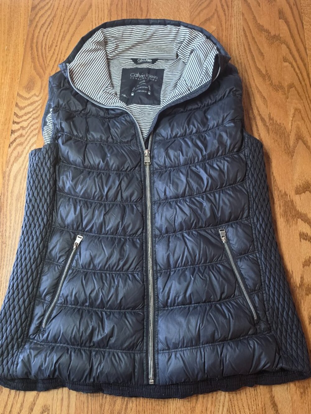 Calvin Klein Premium Duck Down Black Sleeveless Puffer Vest Size L